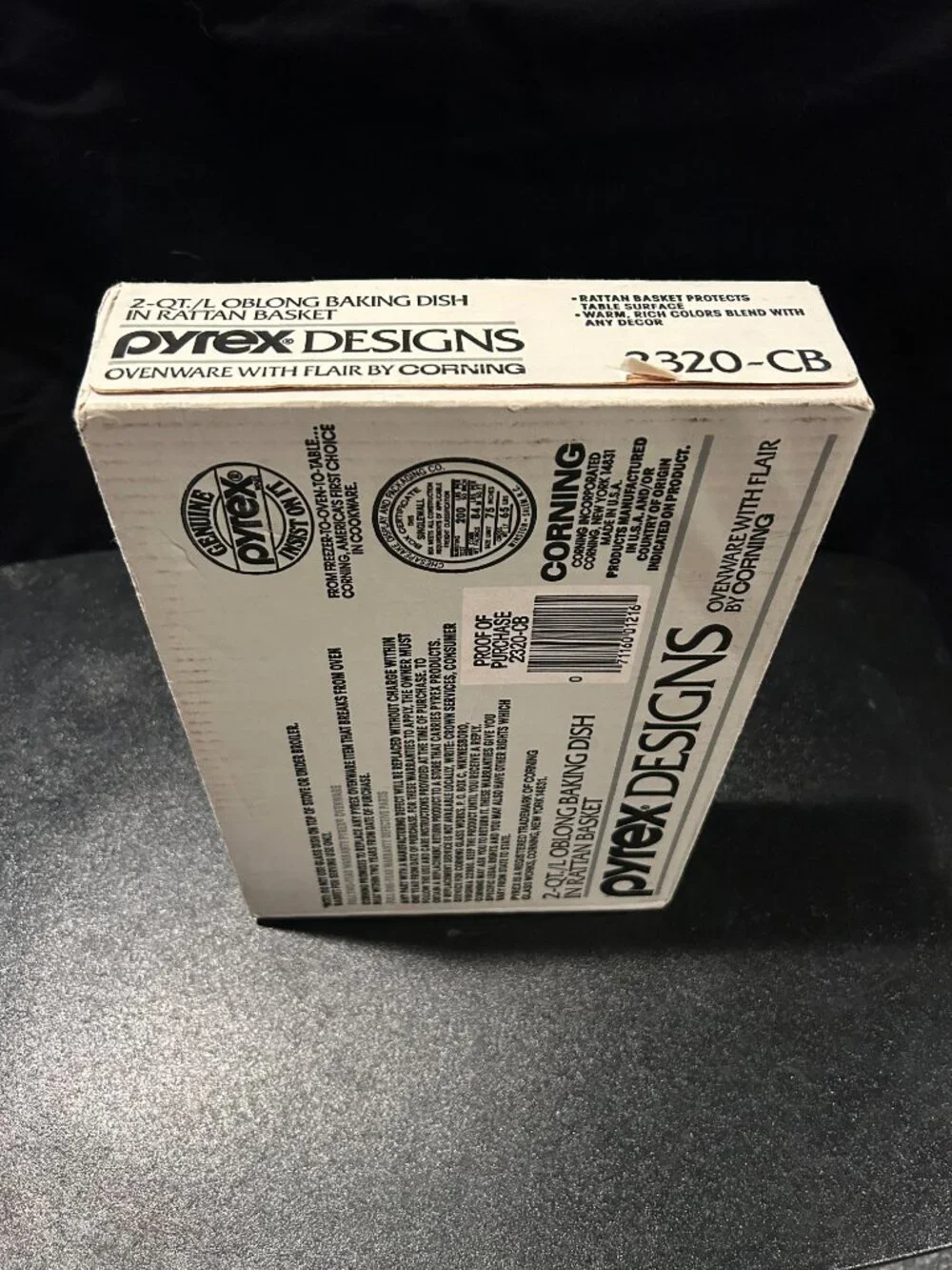 Vintage 1990 Pyrex 75th Anniversary 2 Qt Baking Dish Rattan Basket - New in Box